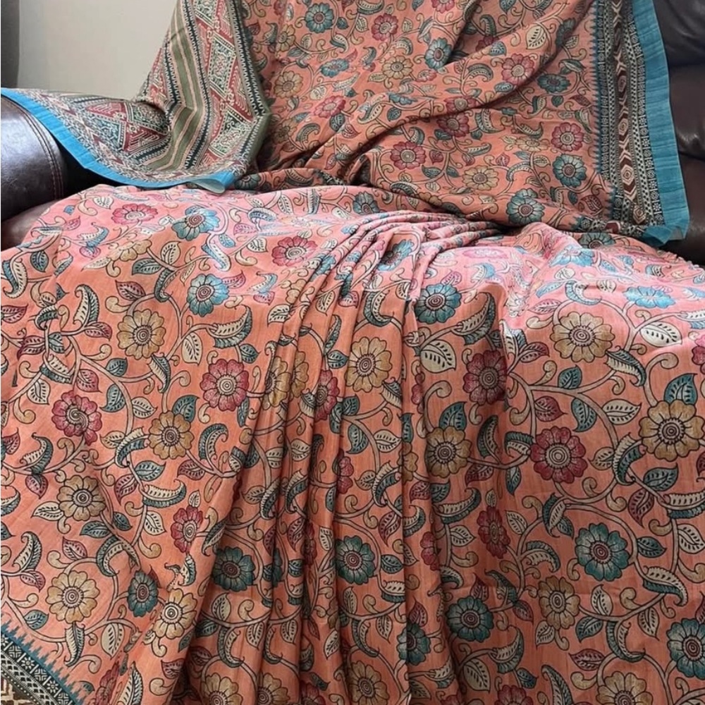Elegant kalamkari tussar blend saree